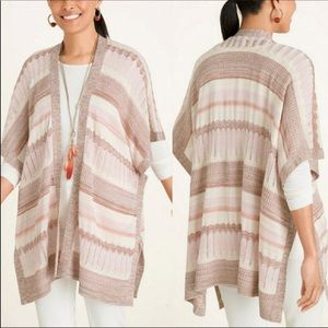 CHICO’S sz Large/ X Large Shrug Stripe Rauna Sweater Textured Earthy Pink Tan